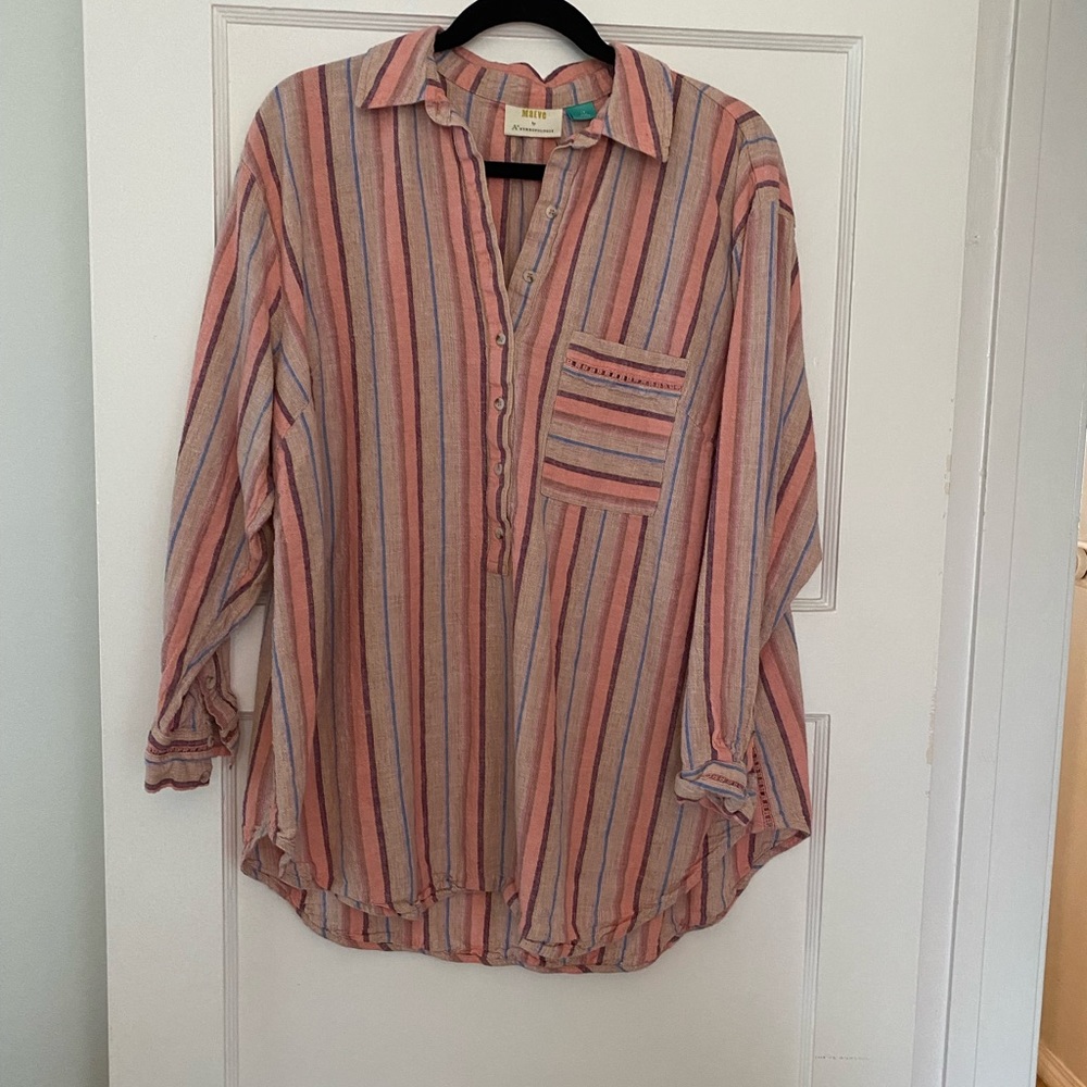 Maeve by Anthropologie striped linen blouse